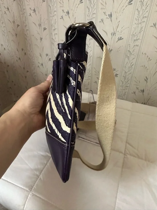 Coach Purple and Cream Zebra-Print Crossbody - Picture 6 of 12